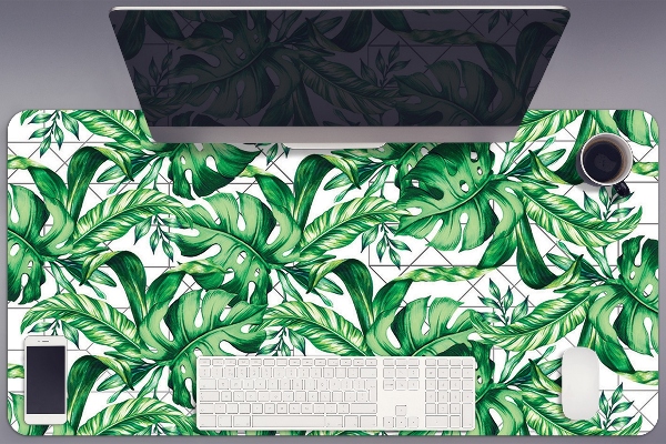 Desk mat geometric leaves