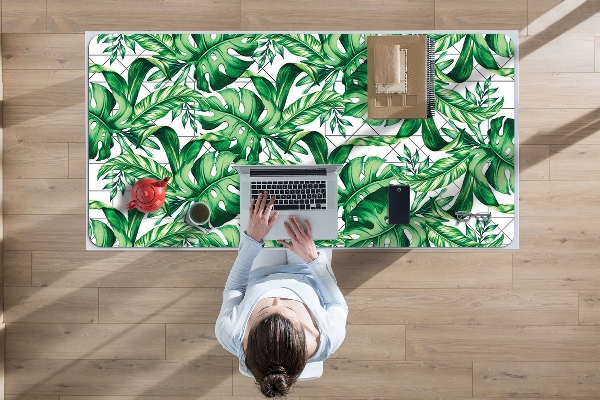 Desk mat geometric leaves