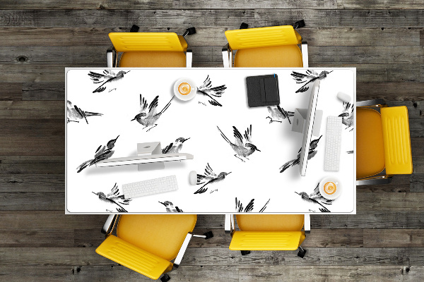 Desk pad painted sparrows