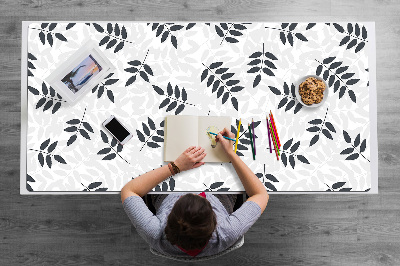 Desk mat Black and gray leaves