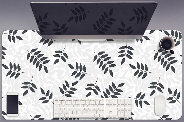 Desk mat Black and gray leaves