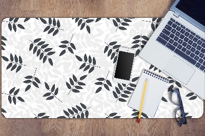 Desk mat Black and gray leaves