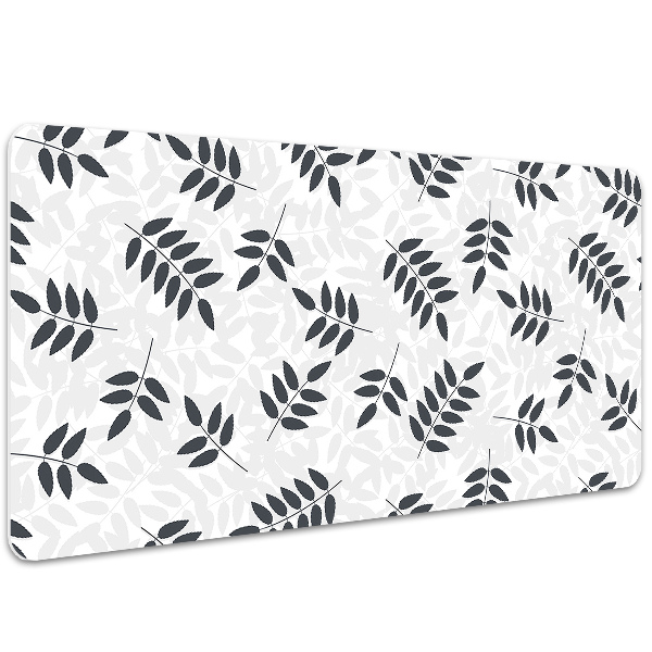 Desk mat Black and gray leaves