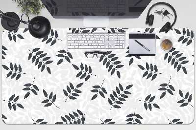 Desk mat Black and gray leaves