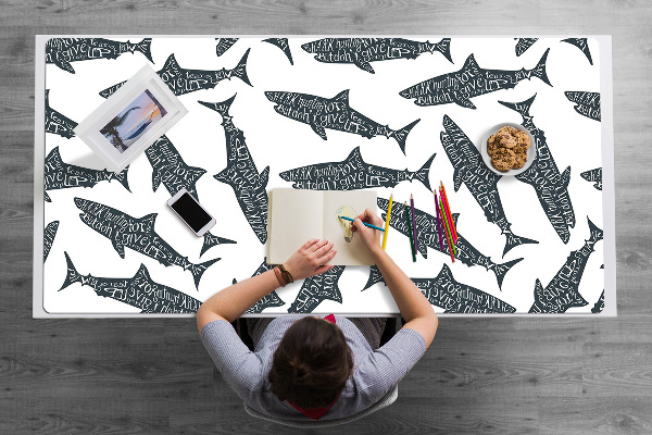 Full desk pad Typography sharks