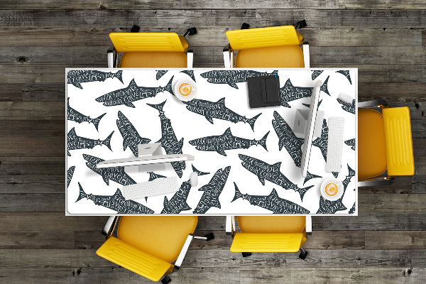Full desk pad Typography sharks