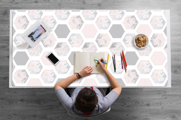 Large desk mat for children hexagons