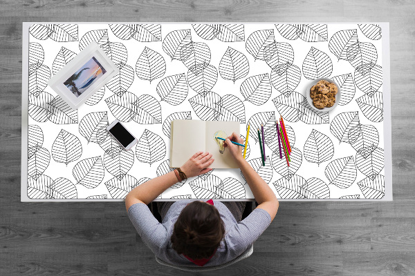 Large desk mat for children leaves pattern