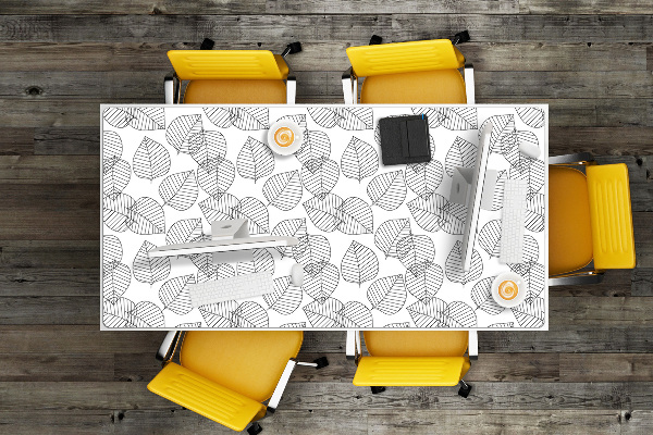 Large desk mat for children leaves pattern