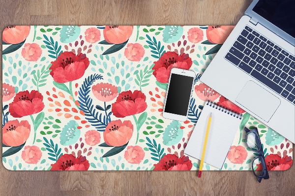 Large desk mat for children Poppies