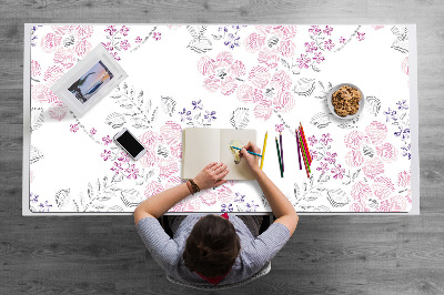 Large desk mat table protector floral pattern