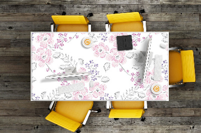 Large desk mat table protector floral pattern