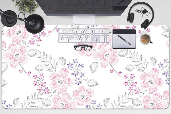 Large desk mat table protector floral pattern