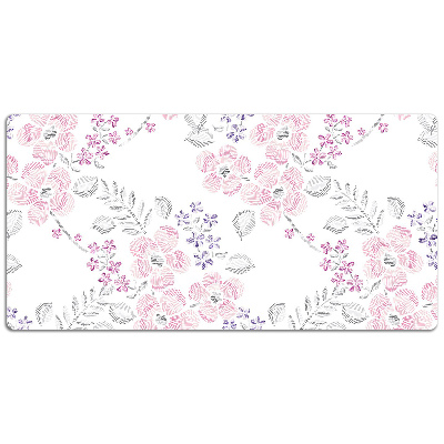 Large desk mat table protector floral pattern