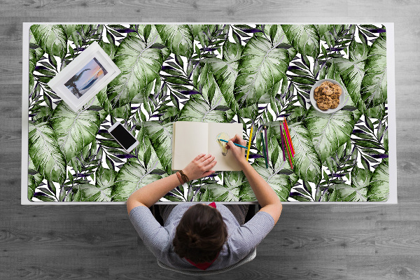 Large desk mat table protector leaf Monstera