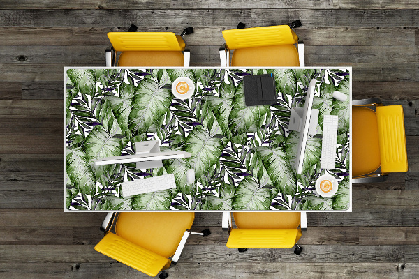 Large desk mat table protector leaf Monstera