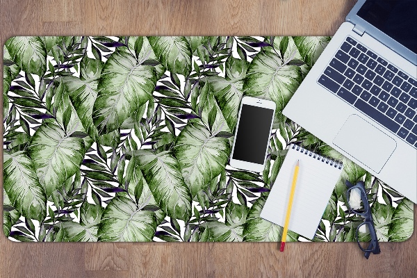 Large desk mat table protector leaf Monstera