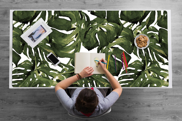 Large desk mat table protector leaf Monstera