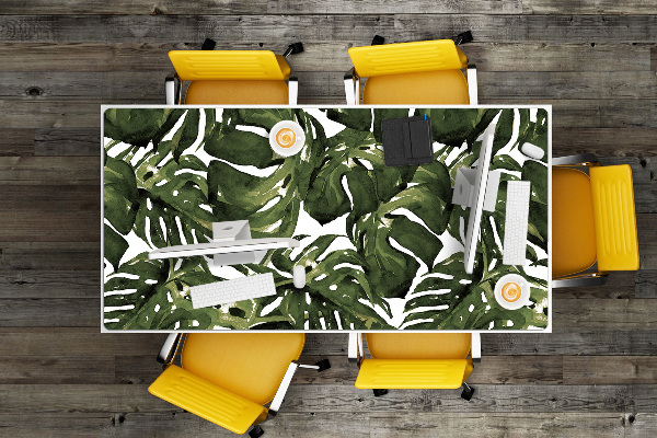 Large desk mat table protector leaf Monstera