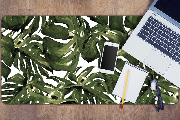 Large desk mat table protector leaf Monstera