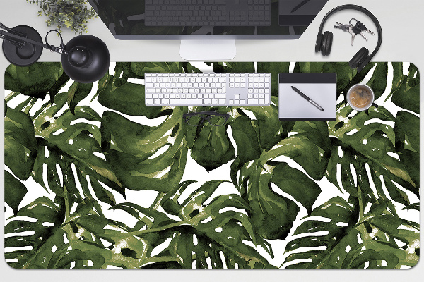 Large desk mat table protector leaf Monstera