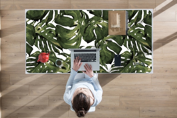 Large desk mat table protector leaf Monstera