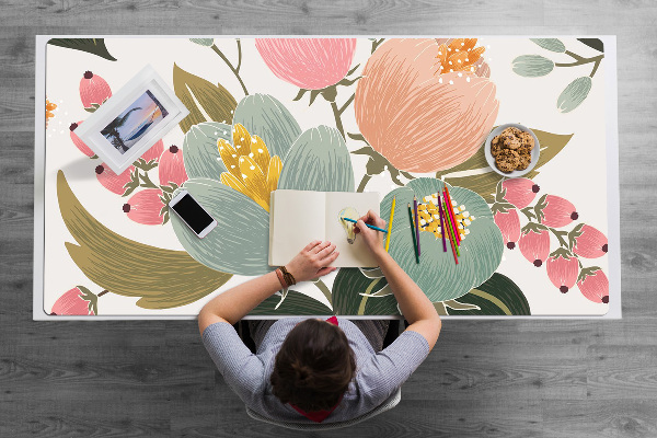 Desk pad painted flowers