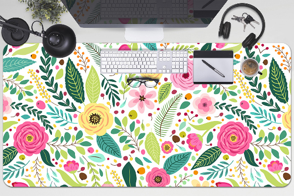 Full desk protector colorful flowers