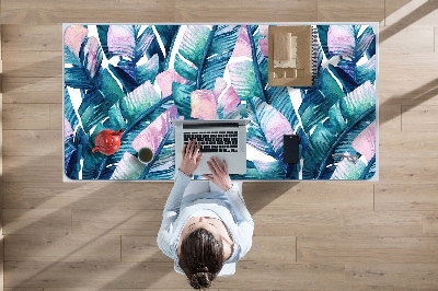 Full desk mat rainbow leaves