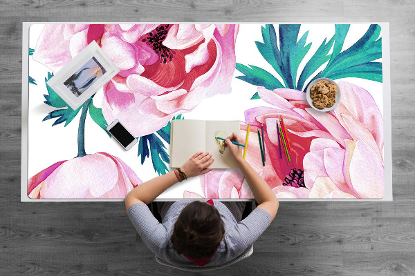Large desk mat for children Poppy seed flower