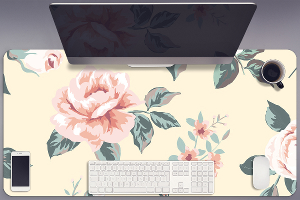 Large desk pad PVC protector Vintage Roses