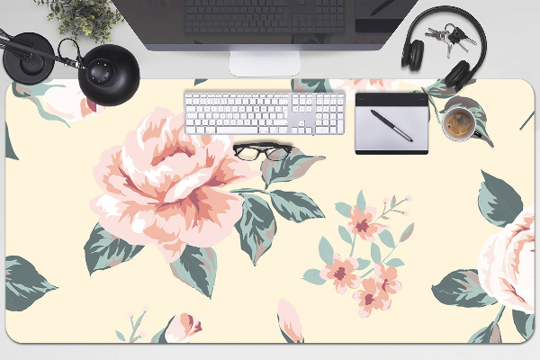 Large desk pad PVC protector Vintage Roses