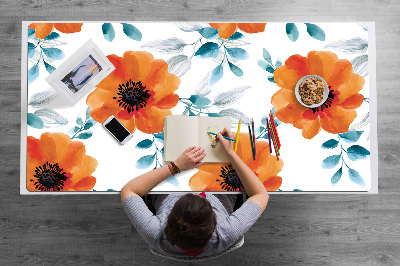 Desk mat orange flower