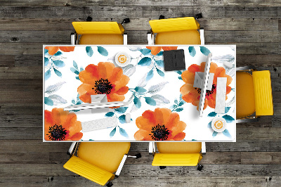 Desk mat orange flower