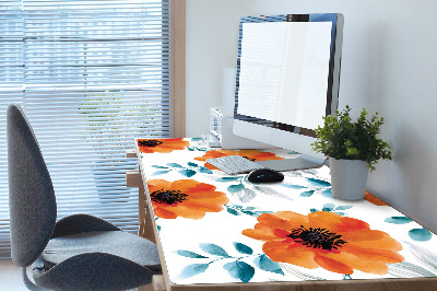 Desk mat orange flower