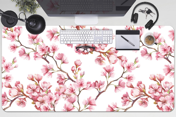 Large desk mat table protector pink flowers
