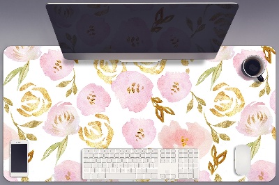 Large desk mat table protector pink flowers