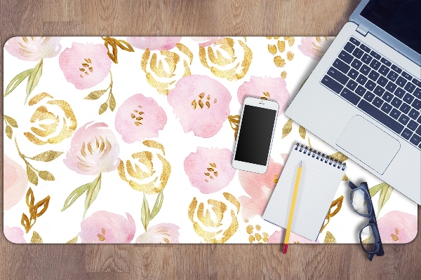 Large desk mat table protector pink flowers