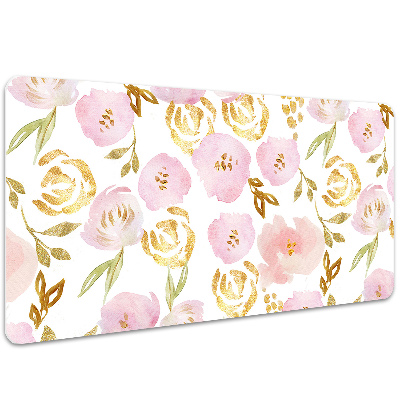 Large desk mat table protector pink flowers