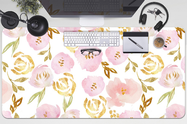 Large desk mat table protector pink flowers