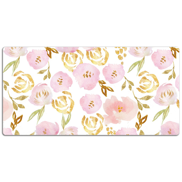 Large desk mat table protector pink flowers