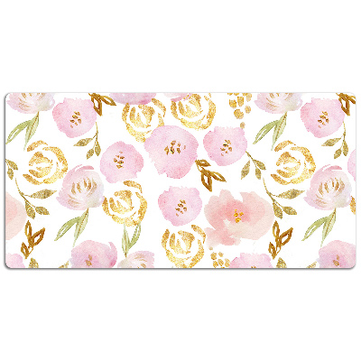 Large desk mat table protector pink flowers