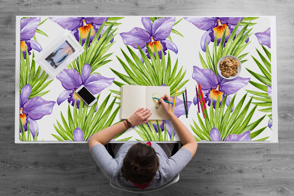 Full desk pad purple flowers