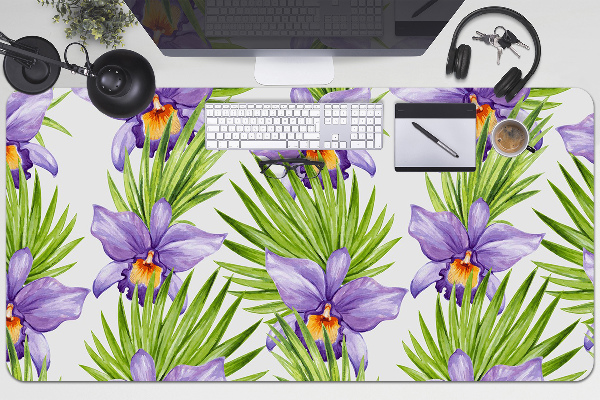 Full desk pad purple flowers