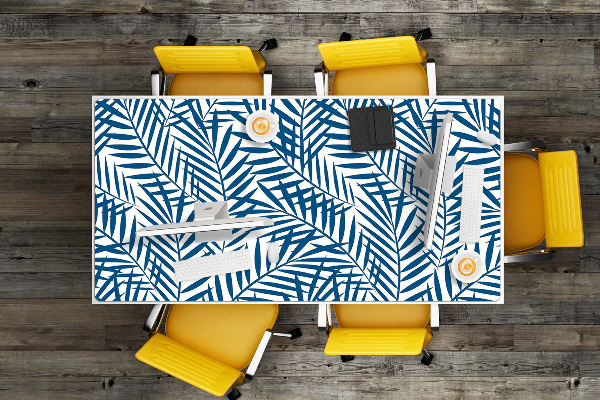 Desk mat geometric leaves
