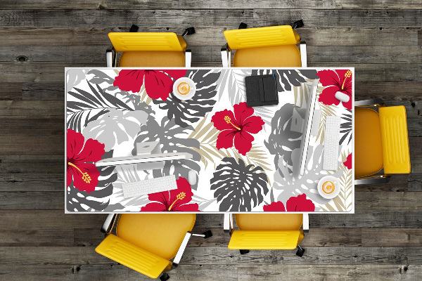 Large desk mat for children hibiscus