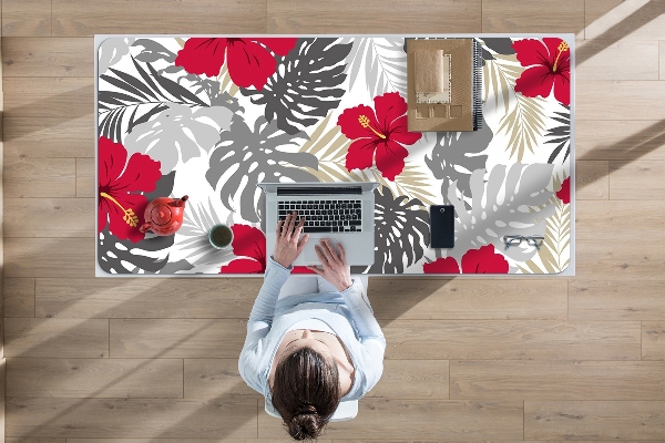 Large desk mat for children hibiscus