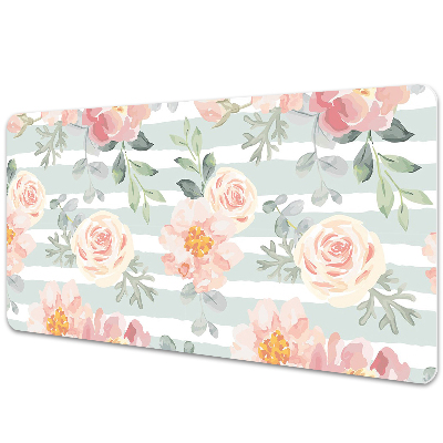 Large desk mat table protector pink flowers