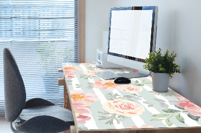 Large desk mat table protector pink flowers