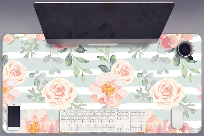 Large desk mat table protector pink flowers